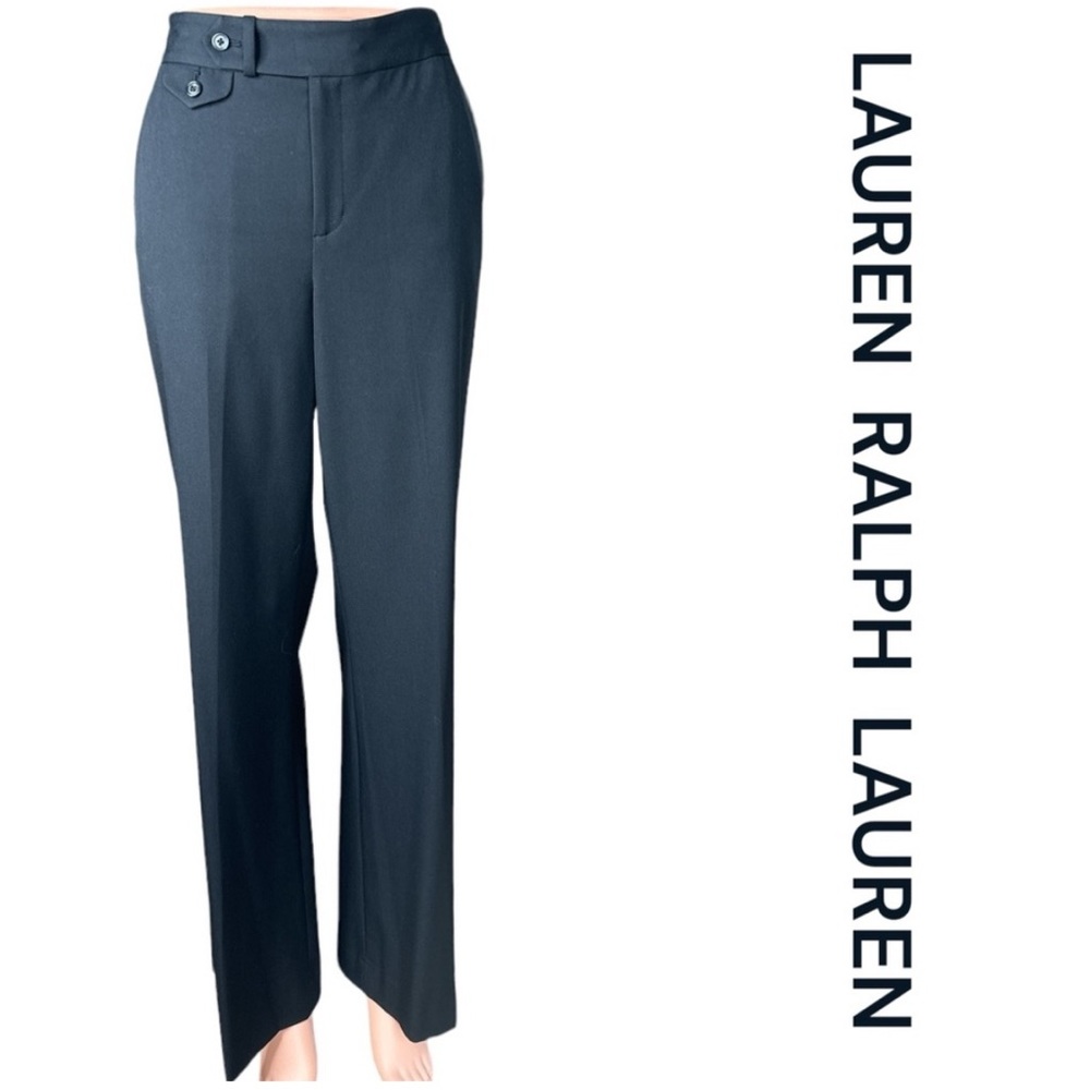 LAUREN RALPH LAUREN Black Wider Leg Trousers, Front Pockets, Size 4